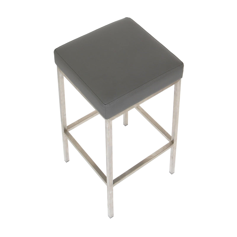 Furnishings' Mate BS 038-GR-SS Lloyd Counter Stool In Grey PU On Brushed Stainless Steel Frame IMAGE 3