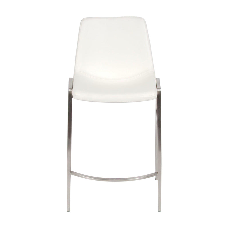 Furnishings' Mate CS 006-WH-SS Moon Counter Stool In White PU On Stainless Steel Frame IMAGE 2