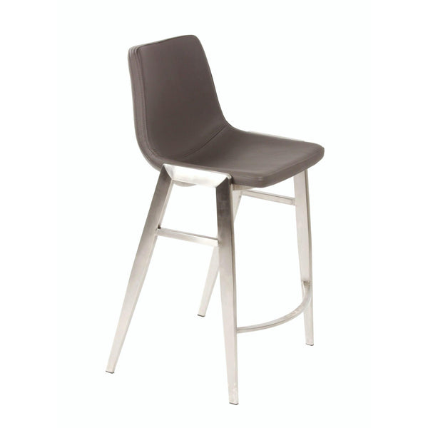 Furnishings' Mate CS 006-GR-SS Moon Counter Stool In Grey PU On Stainless Steel Frame IMAGE 1