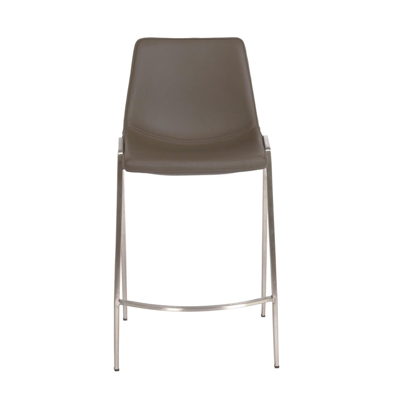 Furnishings' Mate CS 006-GR-SS Moon Counter Stool In Grey PU On Stainless Steel Frame IMAGE 2