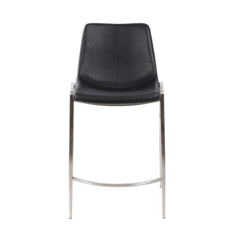 Furnishings' Mate CS 006-BL-SS Moon Counter Stool In Black PU On Stainless Steel Frame IMAGE 2