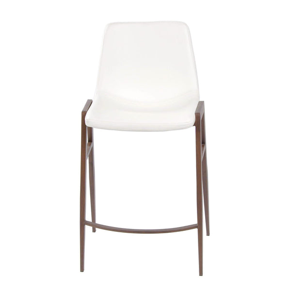 Furnishings' Mate CS 006-WH-BW Moon Counter Stool In White PU On Black Walnut Frame IMAGE 1