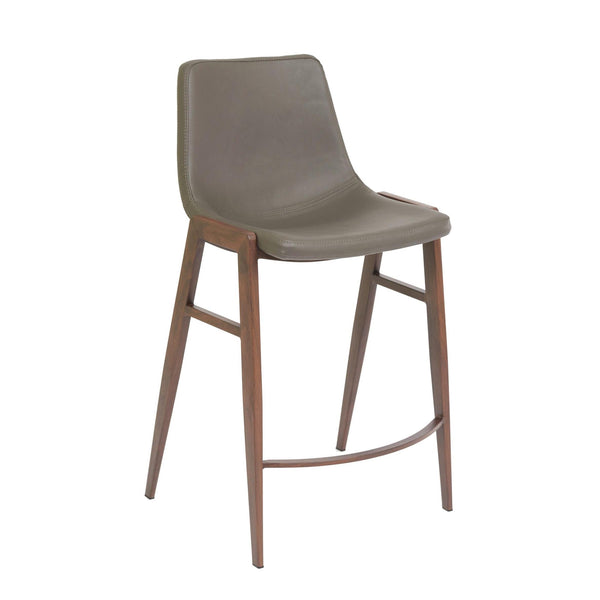 Furnishings' Mate CS 006-GR-BW Moon Counter Stool In Grey PU On Black Walnut Frame IMAGE 1