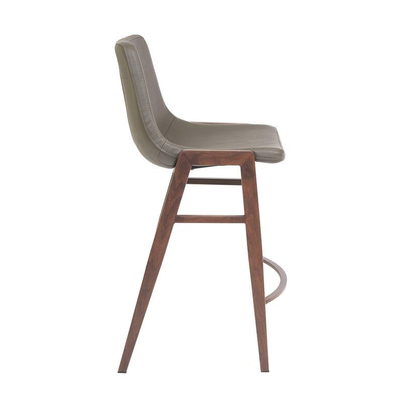 Furnishings' Mate CS 006-GR-BW Moon Counter Stool In Grey PU On Black Walnut Frame IMAGE 3