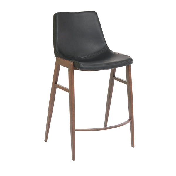 Furnishings' Mate CS 006-BL-BW Moon Counter Stool In Black PU On Black Walnut Frame IMAGE 1