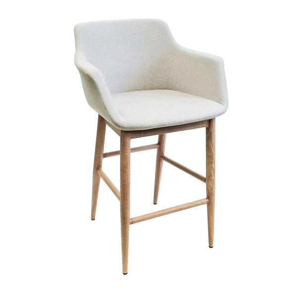 Furnishings' Mate CS 345-DF-WO Owen Counter Stool In Dove Fabric On White Oak Base IMAGE 1