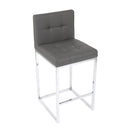  Furnishings' Mate BS 008-GR-CHR Oxford Counter Stool In Grey PU On Chrome Plated Frame IMAGE 1