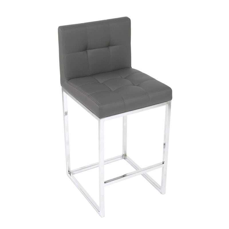 Furnishings' Mate BS 008-GR-CHR Oxford Counter Stool In Grey PU On Chrome Plated Frame IMAGE 1