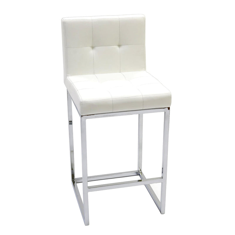 Furnishings' Mate BS 008-WH-CHR Oxford Counter Stool In White PU On Chrome Plated Frame IMAGE 1