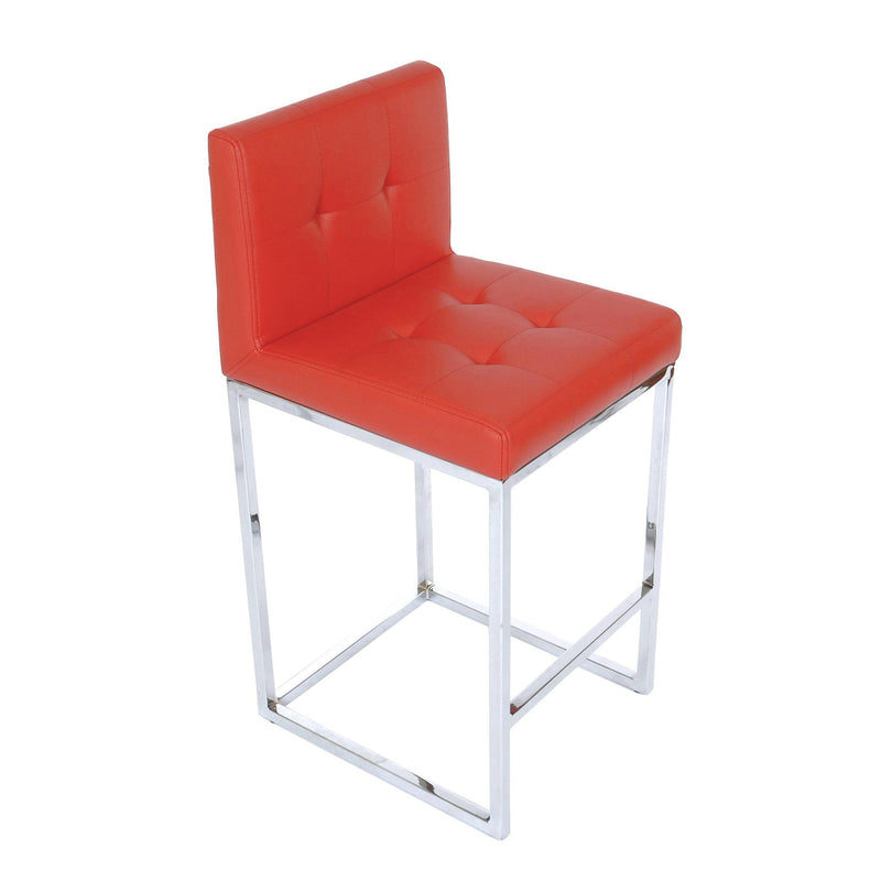 Furnishings' Mate BS 008-RD-CHR Oxford Counter Stool In Red PU On Chrome Plated Frame IMAGE 1