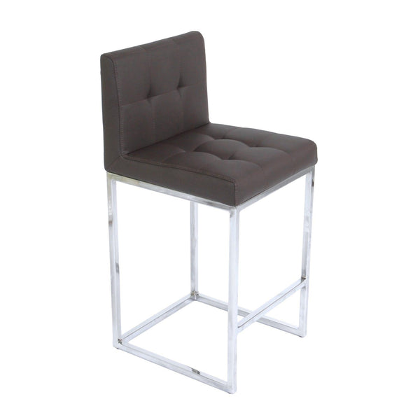 Furnishings' Mate BS 008-BR-CHR Oxford Counter Stool In Brown PU On Chrome Plated Frame IMAGE 1