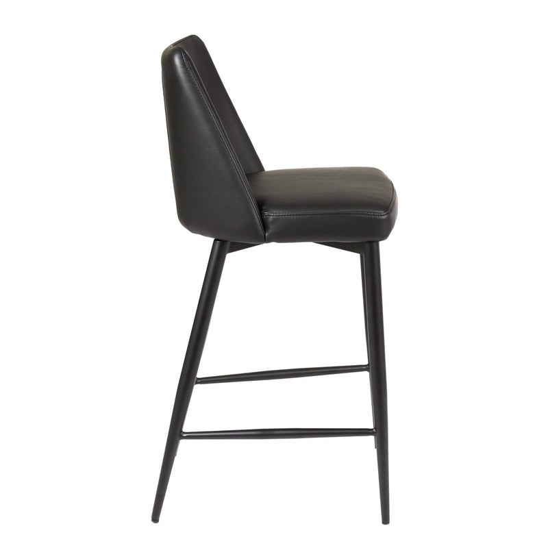 Furnishings' Mate CS 8004-BL-BW Phil Counter Stool In Black PU On Black Walnut Frame IMAGE 3