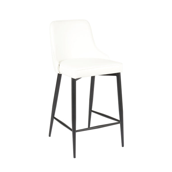 Furnishings' Mate BS 268-WH-MB Robin Counter Stool In White PU On Standard Matte Black Frame IMAGE 1