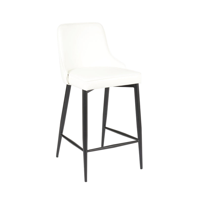 Furnishings' Mate BS 268-WH-MB Robin Counter Stool In White PU On Standard Matte Black Frame IMAGE 1