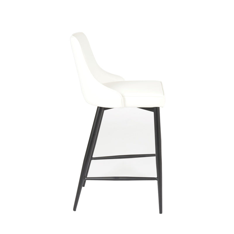 Furnishings' Mate BS 268-WH-MB Robin Counter Stool In White PU On Standard Matte Black Frame IMAGE 3