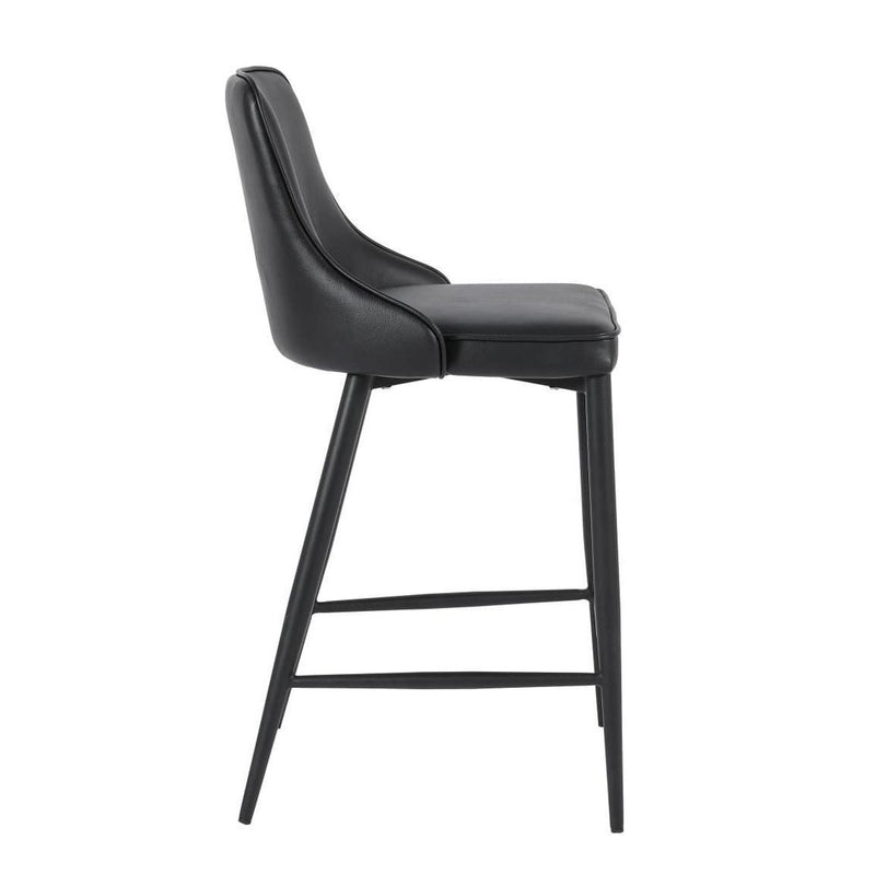 Furnishings' Mate BS 268-BL-MB Robin Counter Stool In Black PU On Standard Matte Black Frame IMAGE 3