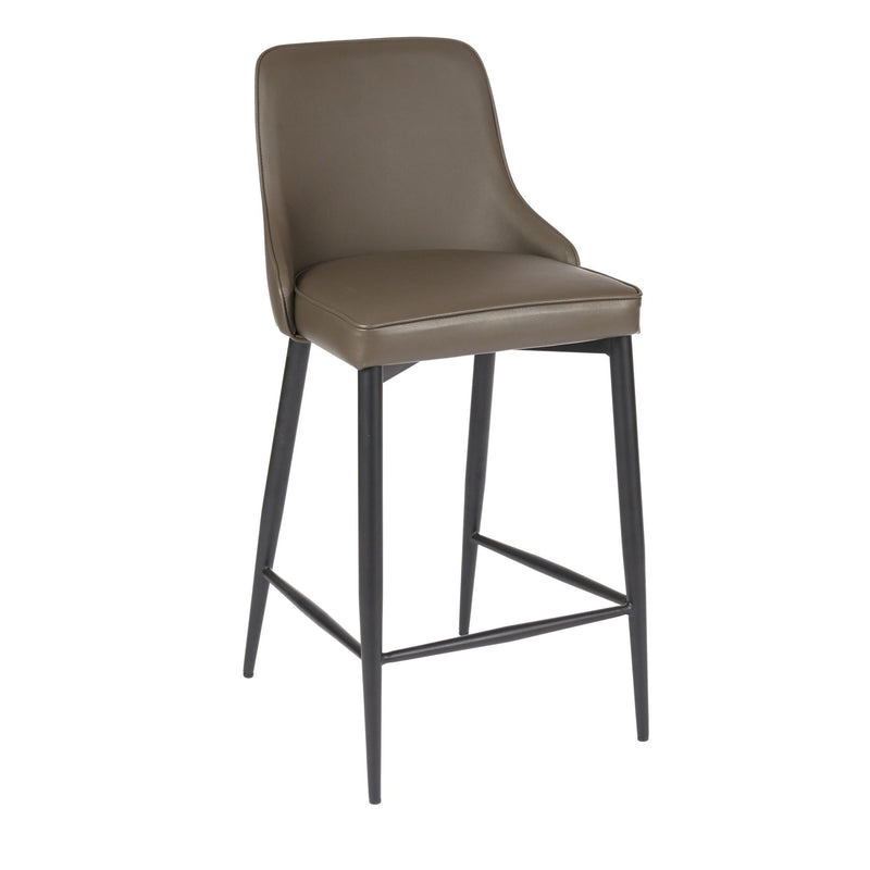 Furnishings' Mate BS 268-GR-MB Robin Counter Stool In Grey PU On Standard Matte Black Frame IMAGE 1