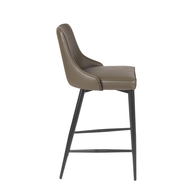 Furnishings' Mate BS 268-GR-MB Robin Counter Stool In Grey PU On Standard Matte Black Frame IMAGE 3