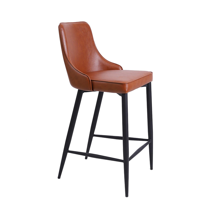 Furnishings' Mate BS 268-CN-MB Robin Counter Stool In Cognac PU On Standard Matte Black Frame IMAGE 1