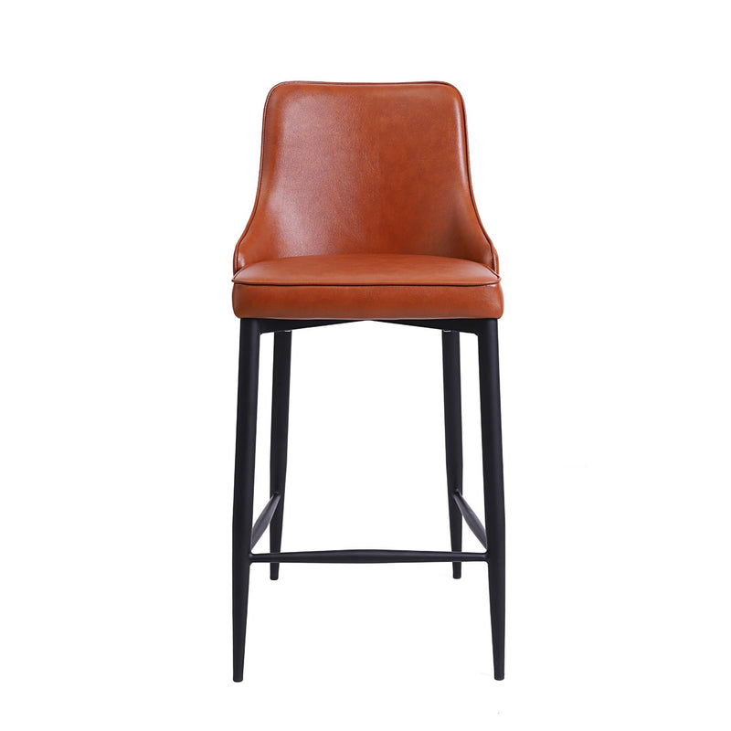 Furnishings' Mate BS 268-CN-MB Robin Counter Stool In Cognac PU On Standard Matte Black Frame IMAGE 2