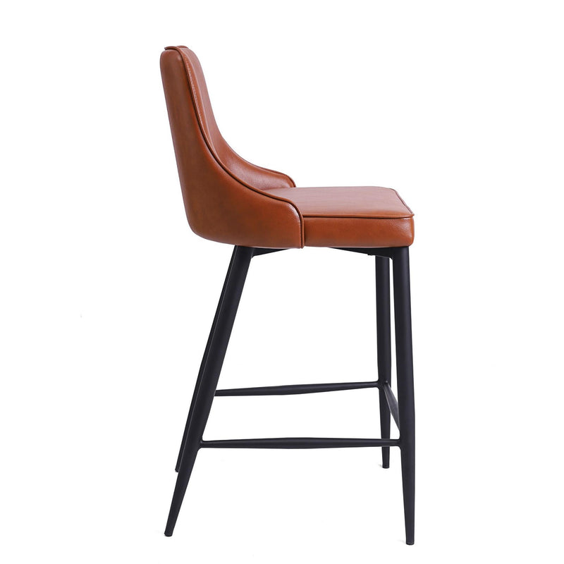 Furnishings' Mate BS 268-CN-MB Robin Counter Stool In Cognac PU On Standard Matte Black Frame IMAGE 3