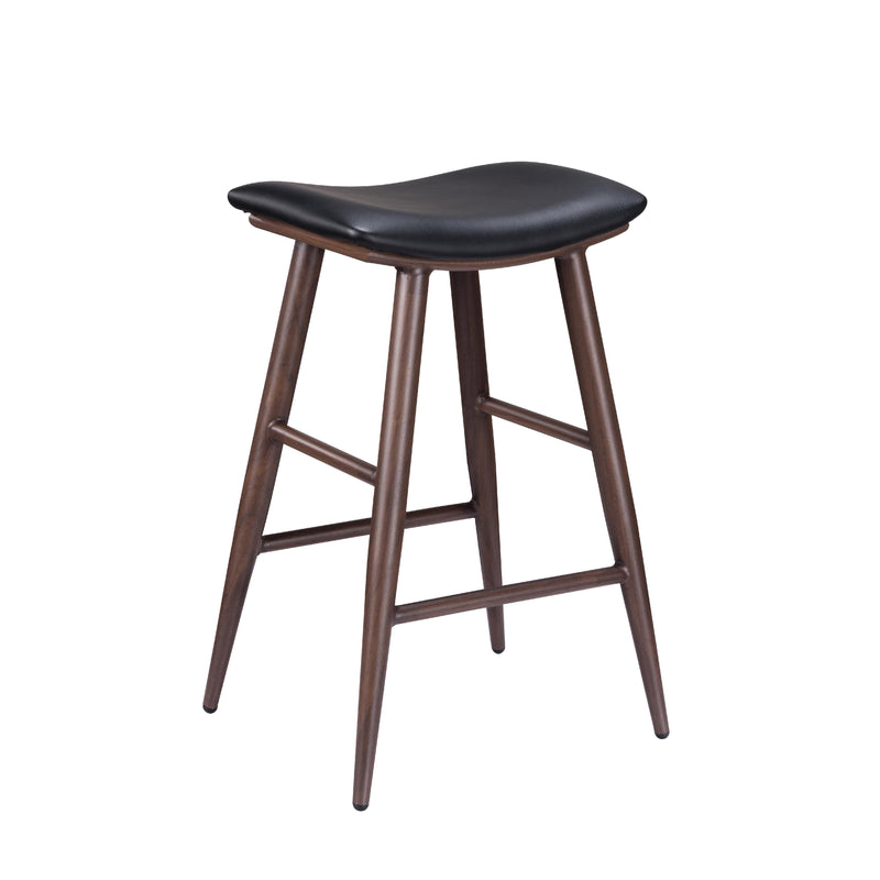 Furnishings' Mate CS B11-BL-BW Sheila Counter Stool In Black PU On Black Walnut Base IMAGE 1