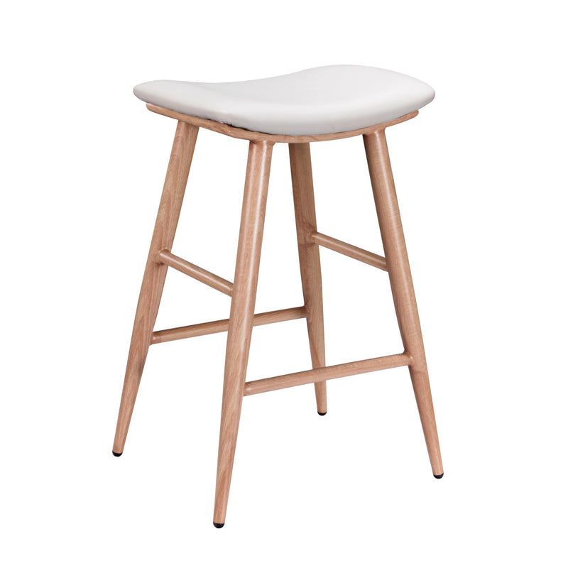 Furnishings' Mate CS B11-WH-WO Sheila Counter Stool In White PU On White Oak Base IMAGE 1