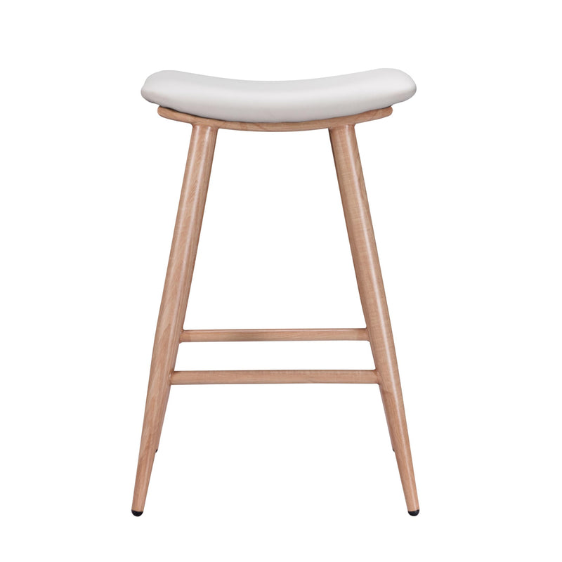 Furnishings' Mate CS B11-WH-WO Sheila Counter Stool In White PU On White Oak Base IMAGE 2