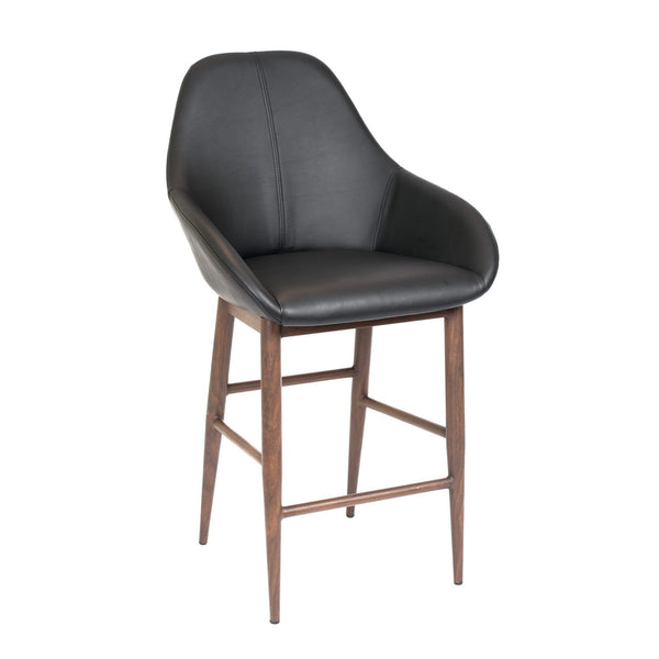 Furnishings' Mate CS T14-BL-BW Shindig Counter Stool In Black PU On Black Walnut Base IMAGE 1