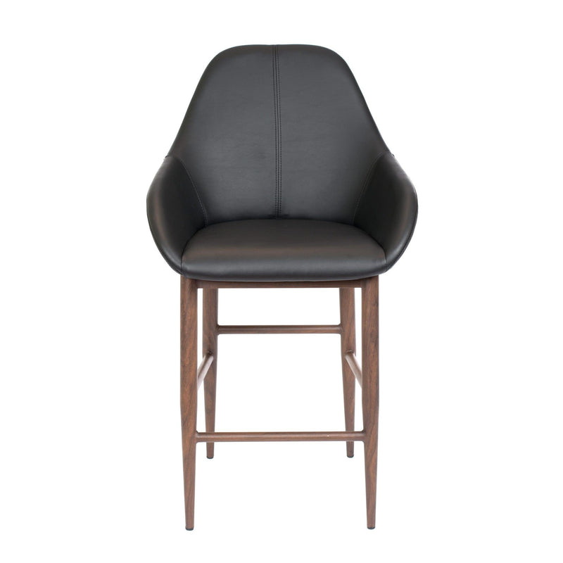 Furnishings' Mate CS T14-BL-BW Shindig Counter Stool In Black PU On Black Walnut Base IMAGE 2