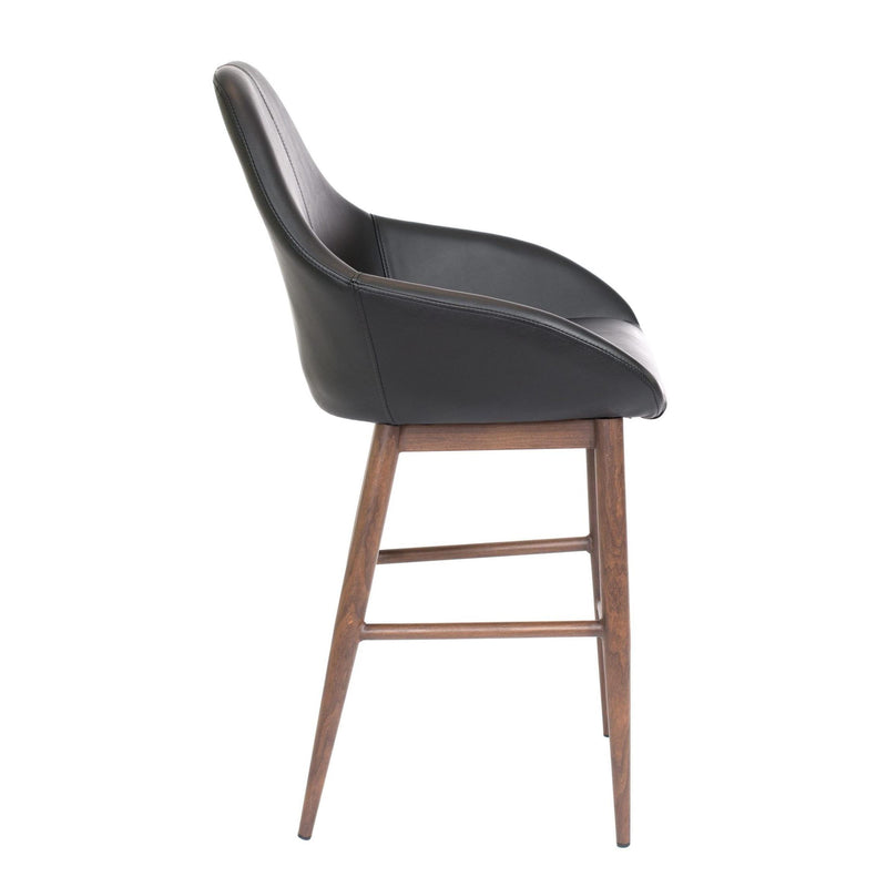 Furnishings' Mate CS T14-BL-BW Shindig Counter Stool In Black PU On Black Walnut Base IMAGE 3