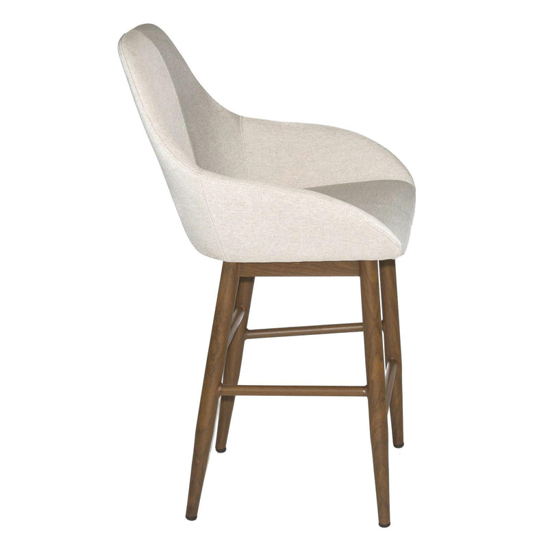 Furnishings' Mate CS T14-DF-BW Shindig Counter Stool In Dove Fabric On Black Walnut Base IMAGE 3