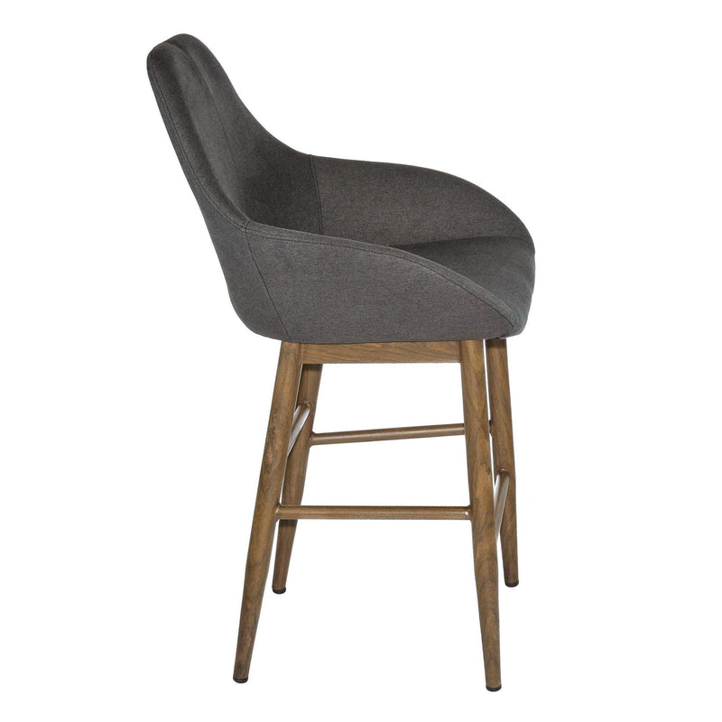 Furnishings' Mate CS T14-GF-BW Shindig Counter Stool In Graphite Fabric On Black Walnut Base IMAGE 3