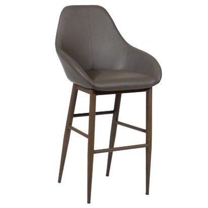 Furnishings' Mate BS T14-GR-BW Shindig Bar Stool In Grey PU On Black Walnut Base IMAGE 1