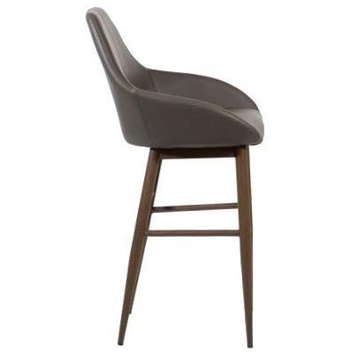 Furnishings' Mate BS T14-GR-BW Shindig Bar Stool In Grey PU On Black Walnut Base IMAGE 2