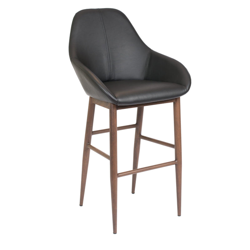 Furnishings' Mate BS T14-BL-BW Shindig Bar Stool In Black PU On Black Walnut Base IMAGE 1