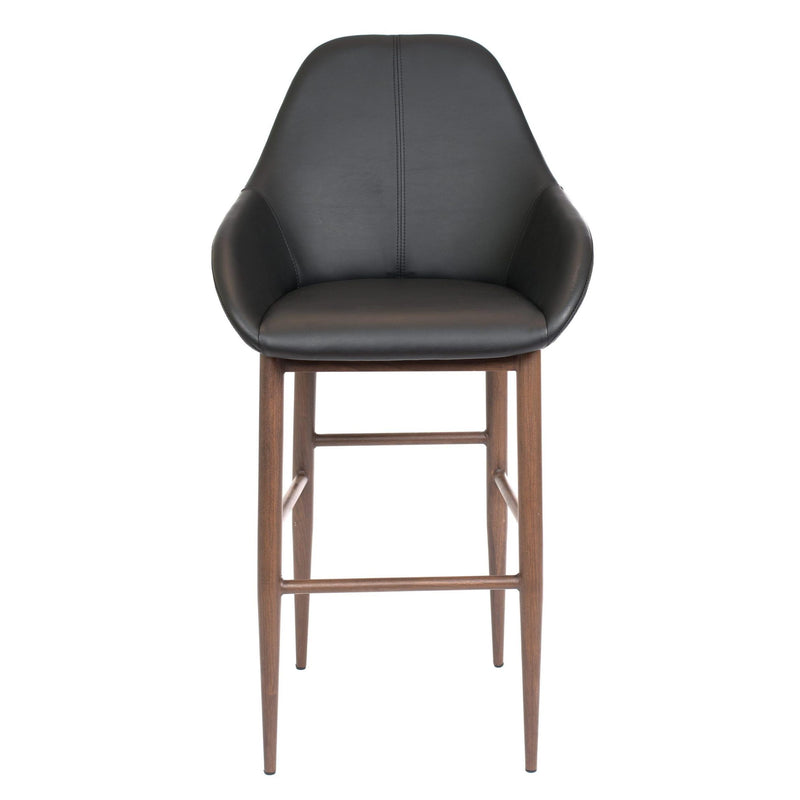 Furnishings' Mate BS T14-BL-BW Shindig Bar Stool In Black PU On Black Walnut Base IMAGE 2