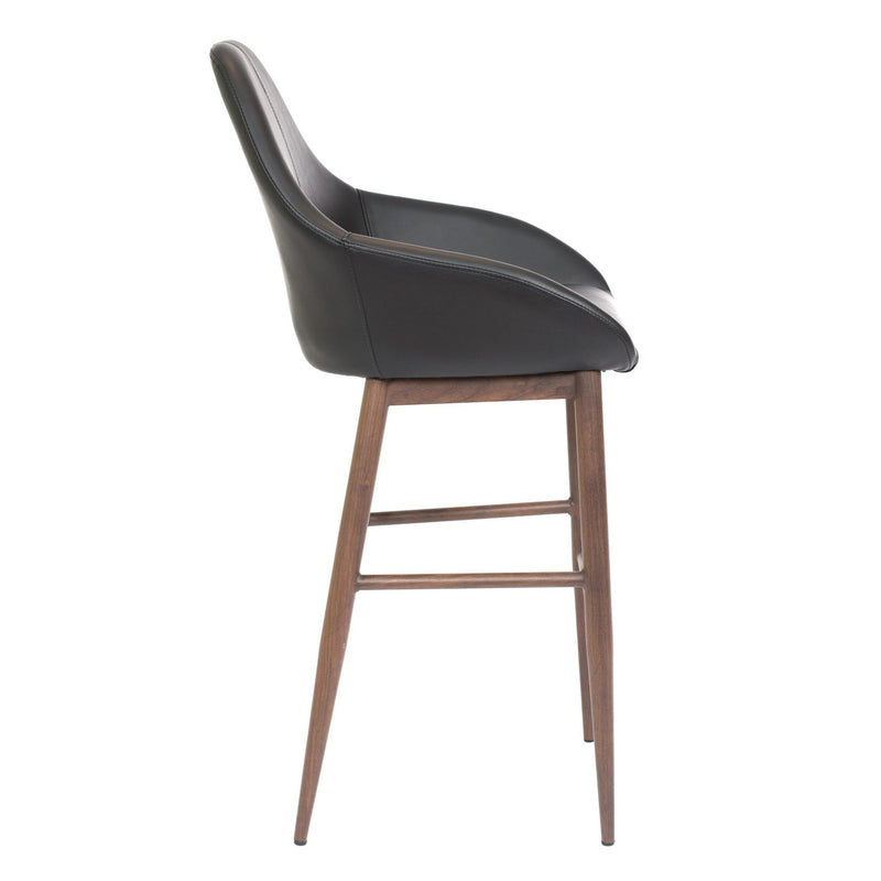 Furnishings' Mate BS T14-BL-BW Shindig Bar Stool In Black PU On Black Walnut Base IMAGE 3