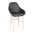  Furnishings' Mate BS T14-BL-WO Shindig Bar Stool In Black PU On White Oak Base IMAGE 1