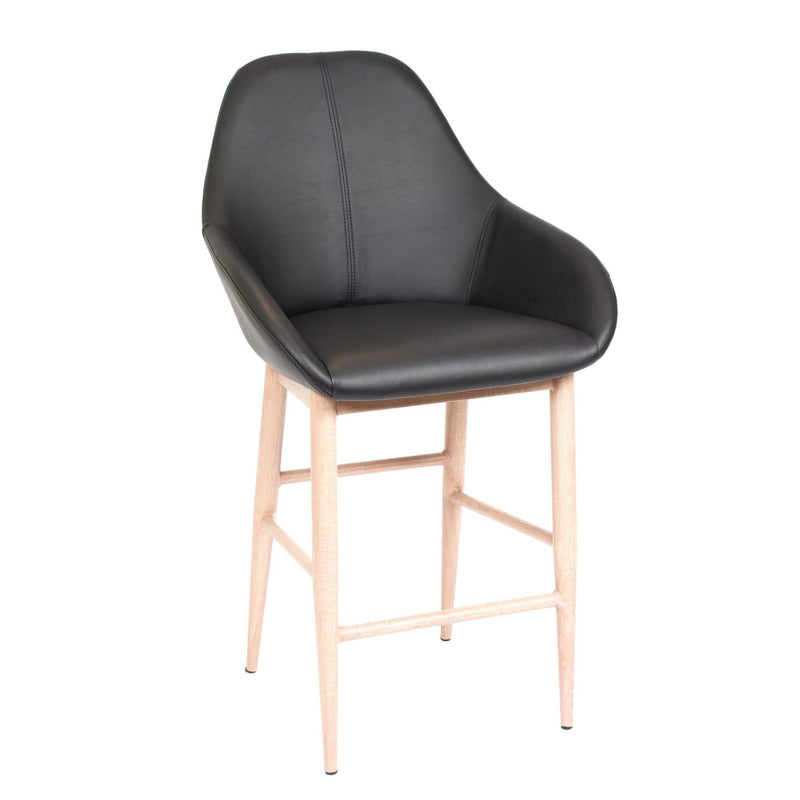 Furnishings' Mate BS T14-BL-WO Shindig Bar Stool In Black PU On White Oak Base IMAGE 1