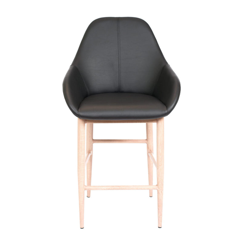 Furnishings' Mate BS T14-BL-WO Shindig Bar Stool In Black PU On White Oak Base IMAGE 2