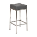  Furnishings' Mate Vanity-GR-SS Vanity Stool In Grey PU On Standard Brushed Stainless Steel Frame IMAGE 1