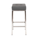  Furnishings' Mate Vanity-GR-SS Vanity Stool In Grey PU On Standard Brushed Stainless Steel Frame IMAGE 2