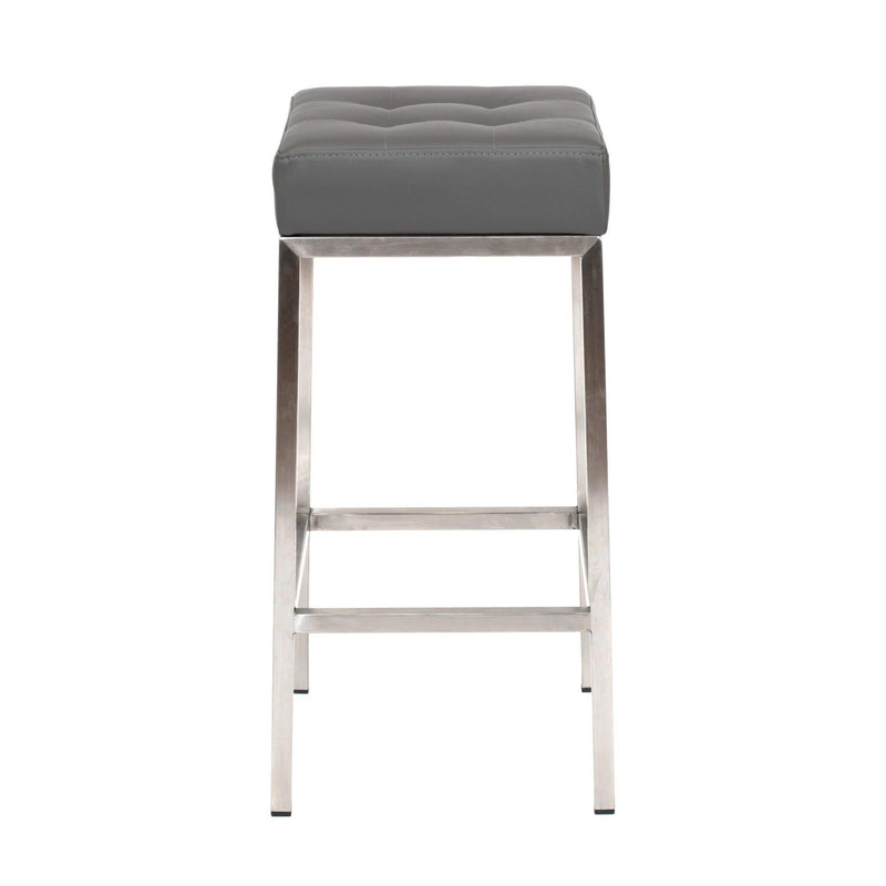 Furnishings' Mate Vanity-GR-SS Vanity Stool In Grey PU On Standard Brushed Stainless Steel Frame IMAGE 2