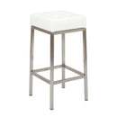  Furnishings' Mate Vanity-WH-SS Vanity Stool In White PU On Standard Brushed Stainless Steel Frame IMAGE 1