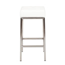  Furnishings' Mate Vanity-WH-SS Vanity Stool In White PU On Standard Brushed Stainless Steel Frame IMAGE 2