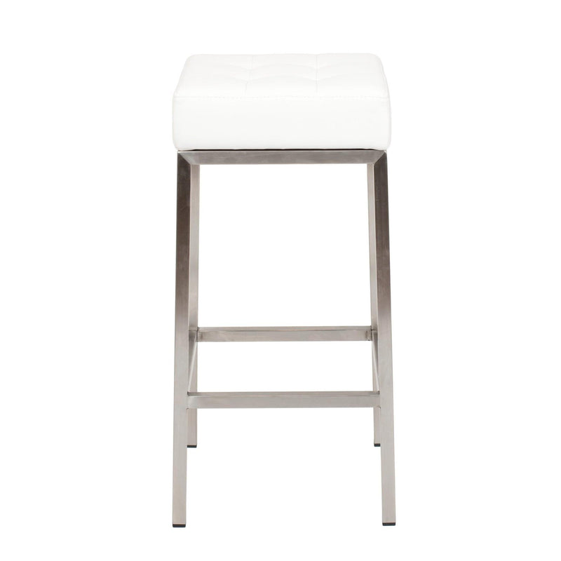 Furnishings' Mate Vanity-WH-SS Vanity Stool In White PU On Standard Brushed Stainless Steel Frame IMAGE 2