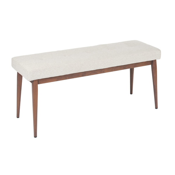 Furnishings' Mate E55-DF-BW Carrie Bench In Dove Fabric On Black Walnut Base IMAGE 1