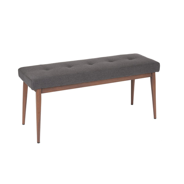 Furnishings' Mate E55-GF-BW Carrie Bench In Graphite Fabric On Black Walnut Base IMAGE 1