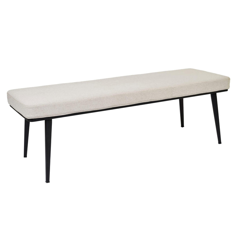 Furnishings' Mate E105-DF-MB Long Bench In Dove Fabric On Standard Matte Black Frame IMAGE 1